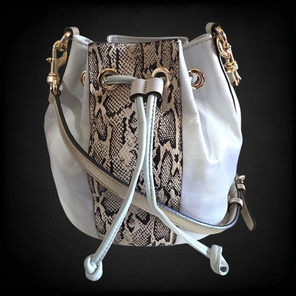 Rebecca Minkoff Handbags - Rebecca Minkoff Mini Bucket Bag Snake Embossed Leather Crossbody Designer Drawst